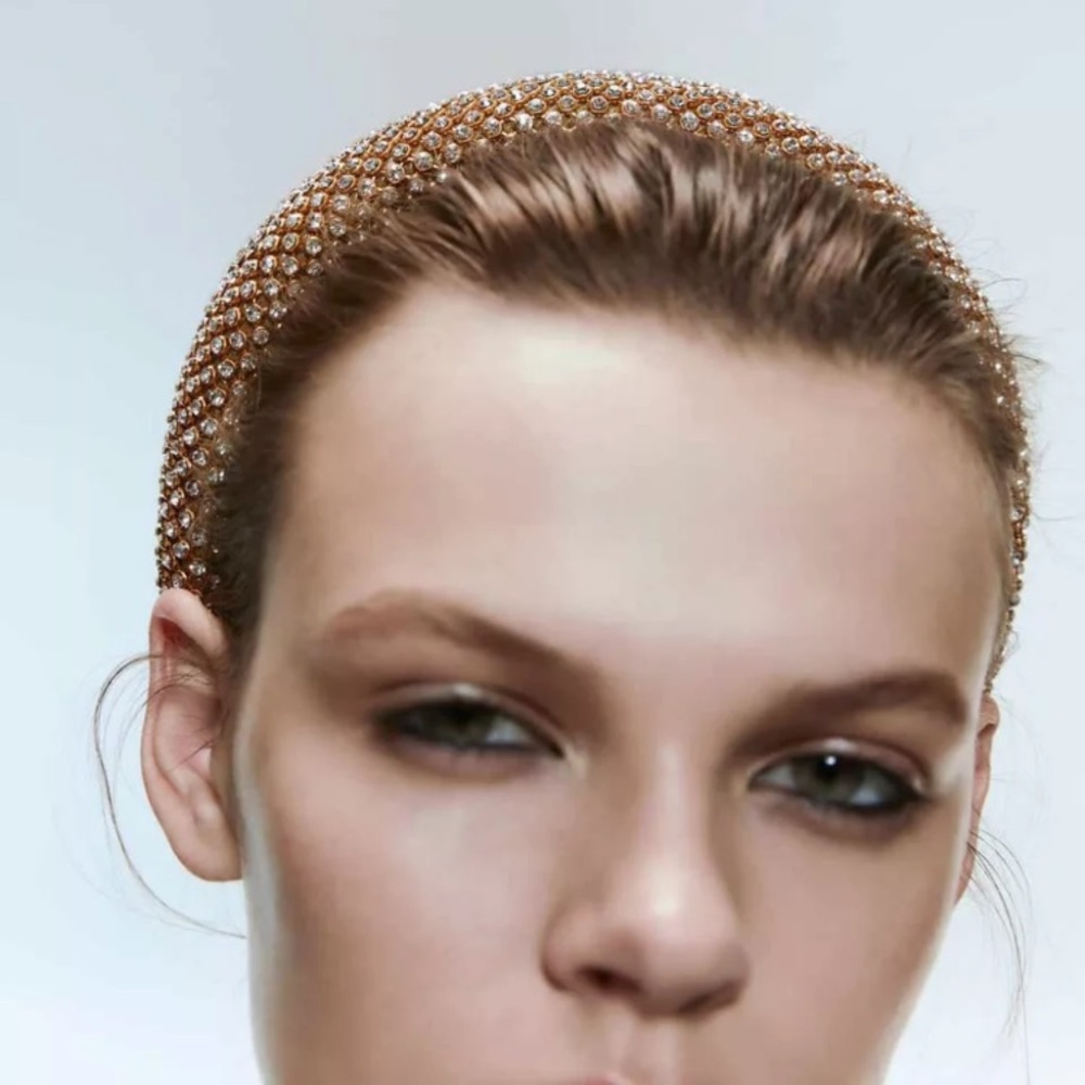 *PRICE DROP* Baroque Gold Tone Rhinestone Padded Headband - Picture 2 of 2